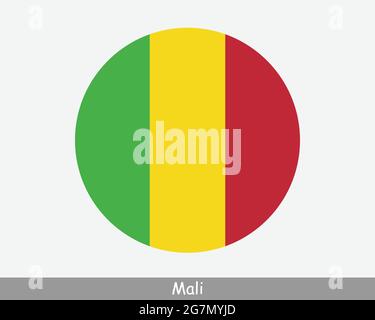 Mali Runde Kreisflagge. Banner-Symbol Für Die Kreisförmige Schaltfläche Von Malian. EPS-Vektor Stock Vektor