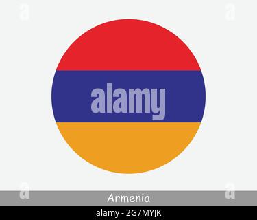 Armenische Flagge Des Runden Kreises. Armenisches Banner-Symbol Für Kreisförmige Schaltflächen. EPS-Vektor Stock Vektor