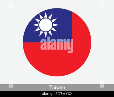 Taiwan Runde Kreisflagge. Taiwanesisches Banner Mit Kreisförmiger Schaltfläche. Flagge der Republik China EPS-Vektor Stock Vektor