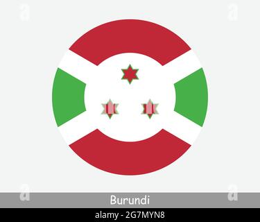 Burundi Round Circle Flagge. Burundian Circular Button Banner-Symbol. EPS-Vektor Stock Vektor