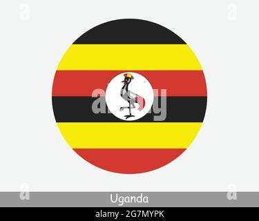 Flagge Des Uganda Round Circle. Ugandisches Banner-Symbol Für Kreisförmige Schaltflächen. EPS-Vektor Stock Vektor