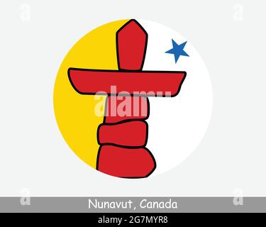 Nunavut Canada Round Circle Flagge. NU Canadian Territory – Symbol für kreisförmige Schaltfläche – Banner. EPS-Vektor Stock Vektor