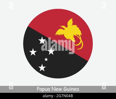 Papua-Neuguinea Runde Kreisflagge. Kreisförmiges Banner-Symbol Für Papua-Neuguinea. EPS-Vektor Stock Vektor