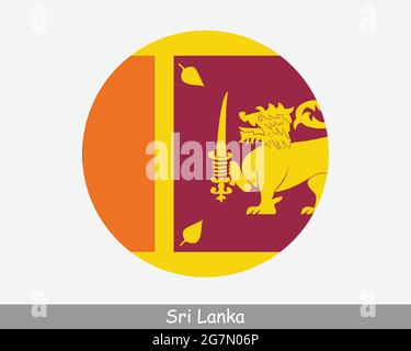 Sri Lanka Round Circle Flagge. Sri-Lankisches Banner Mit Runder Schaltfläche. EPS-Vektor Stock Vektor