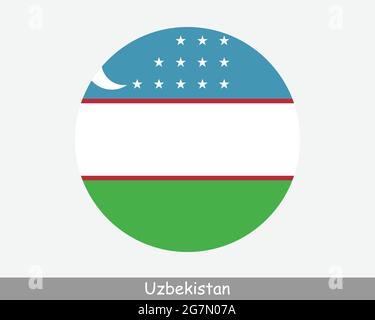 Usbekistan Runde Kreis Flagge. Usbekistanische Kreisförmige Schaltfläche Banner-Symbol. Usbekische Flagge EPS-Vektor Stock Vektor