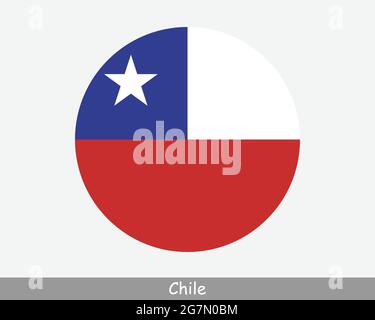 Chile Runde Kreis Flagge. Chilenisches Banner Mit Kreisförmiger Schaltfläche. EPS-Vektor Stock Vektor