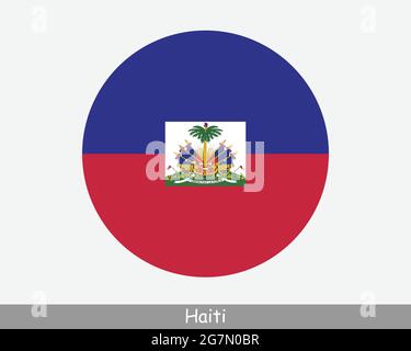 Flagge Des Runden Kreises Von Haiti. Haitian Circular Button Banner-Symbol. EPS-Vektor Stock Vektor