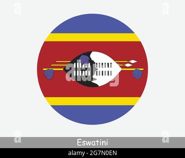 Eswatini Runde Kreis Flagge. Swasiland – Symbol Für Kreisförmige Schaltfläche. EPS-Vektor Stock Vektor