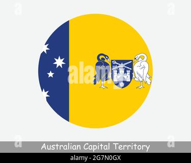 Australian Capital Territory Australien Rundkreis Flagge. ACT Australian Circular Button Banner-Symbol. Australisches Bundesgebiet. Hauptstadt von Au Stock Vektor