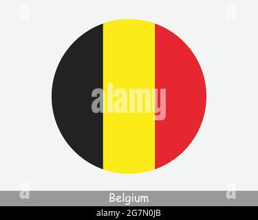 Belgien Runde Kreisflagge. Belgisches Banner Mit Kreisförmiger Schaltfläche. EPS-Vektor Stock Vektor