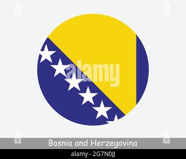 Bosnien und Herzegowina Runde Kreisflagge. Symbol für kreisförmiges Knopfbanner in Bosnien und Herzegowina. EPS-Vektor Stock Vektor