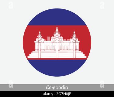 Flagge Des Runden Kreises Von Kambodscha. Kambodschanisches Banner Mit Runder Taste. EPS-Vektor Stock Vektor