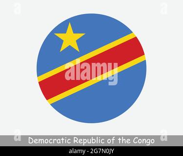 Demokratische Republik Kongo Rundkreis Flagge. DRC-Symbol für kreisförmige Schaltfläche Banner. DROC EPS-Vektor Stock Vektor