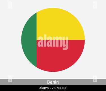 Benin Runde Kreisflagge. Beninisches Banner Mit Runder Schaltfläche. EPS-Vektor Stock Vektor
