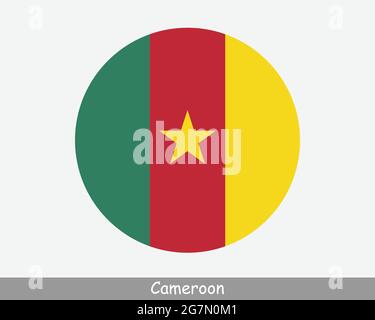 Kamerun Round Circle Flagge. Kamerunisches Banner Mit Runder Taste. EPS-Vektor Stock Vektor