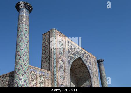 Ulug Beg Madrasah, Registan Complex, Samarkand, Usbekistan Stockfoto