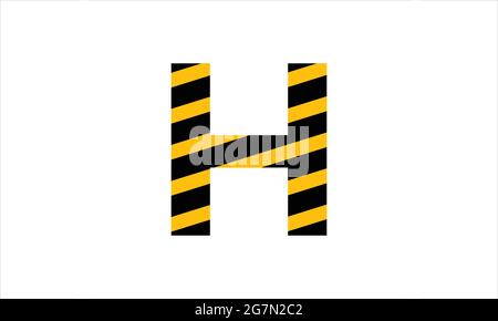 Initial Letter H schwarz und gelb Warnband flach minimalistischen Symbol-Logo-Design Stock Vektor