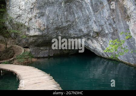 Parque natural de Plivitche en Croacia, Caídas de agua, grandes lagos, bosques mediterráneos y lugares de Ensueño Stockfoto