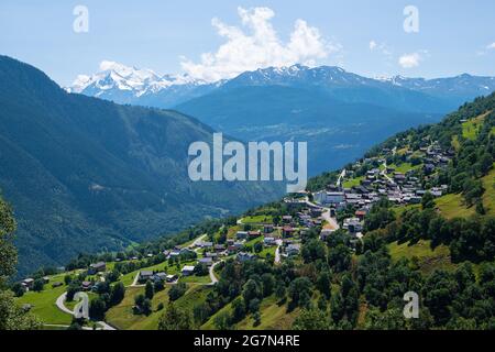 Dorf Mund (Schweiz) in den Schweizer Alpen Stockfoto