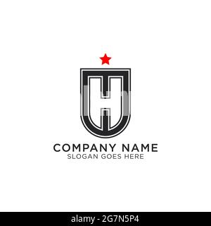 Anfangsbuchstabe H mit Stern und Schild, am besten für Internet-Sicherheit Logo-Design-Vektor Stock Vektor