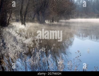 FRANKREICH. PROVENCE. ALPES DE HAUTE PROVENCE (04) STE CROIX SEE BEI BAUDUEN, IM WINTER Stockfoto