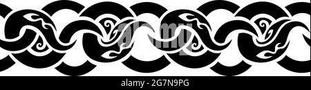 Isoliertes schwarzes nahtloses geflochtenes Ornament im alten Tribal celtic Stil Stock Vektor