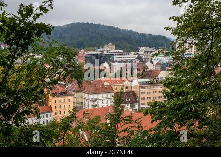 Panoramablick auf Ljubljana von der Burg von Ljubljana Stockfoto