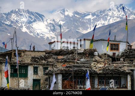 NAKO, Indien - 2021. Juli: Ansichten des Dorfes Nako am 3. Juli 2021 in Himachal Pradesh, Indien. Stockfoto