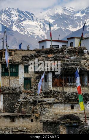 NAKO, Indien - 2021. Juli: Ansichten des Dorfes Nako am 3. Juli 2021 in Himachal Pradesh, Indien. Stockfoto