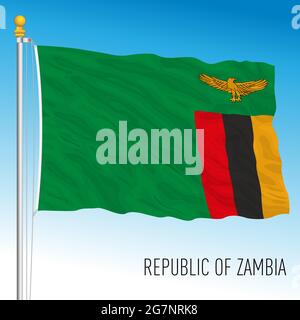 Sambia offizielle Nationalflagge, afrikanisches Land, Vektorgrafik Stock Vektor