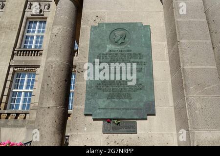 Gedenktafel, John F. Kennedy, Rathaus Schöneberg, Berlin, Deutschland Stockfoto