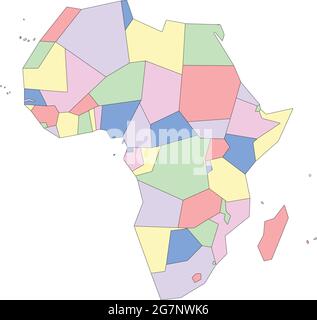 Vektor-Karte von Afrika zu studieren, bunt mit Umriss Stock Vektor