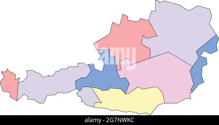 Vektorkarte von Österreich mit Umriss zu studieren Stock Vektor