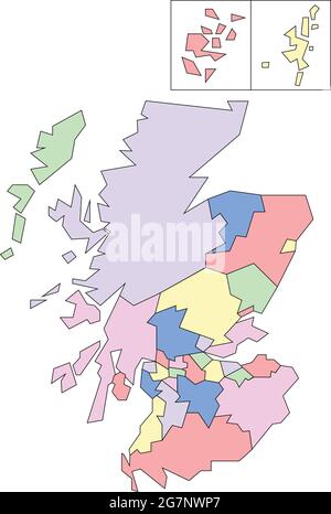 Vektorkarte von Schottland zum Studium mit Umriss Stock Vektor