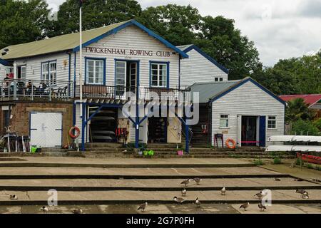 Twickenham Ruderclub auf Eel Pie Island, Twickenham, England Stockfoto