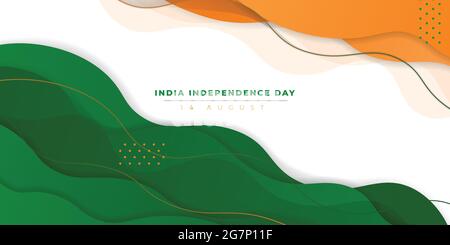 Orange weiß und grün Hintergrund mit abstraktem Design für Indien Unabhängigkeitstag. Gute Vorlage für Indien National Day Design. Stock Vektor