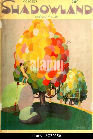 Das klassische Shadowland Arts Magazin umfasst Cover aus den 1920er Jahren. Kunstwerk von A. M. Hopfmuller.