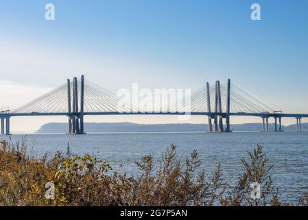 Mario Cuomo Hängebrücke über den Hudson River in Nyack, New York. Stockfoto