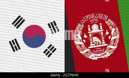 Afghanistan und Südkorea zwei Half Flags zusammen Stofftextur Illustration Stockfoto