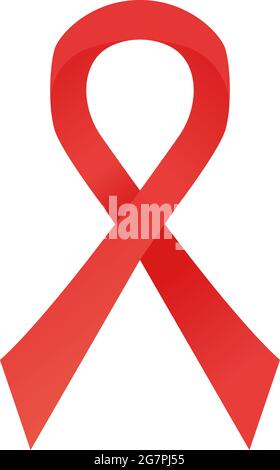 Rotes Band zur Sensibilisierung. AIDS, HIV-Solidaritätstag Konzept. Stock Vektorgrafik isoliert auf weißem Hintergrund in flachen Cartoon-Stil Stock Vektor