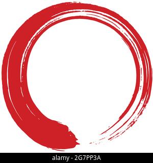 Red Enso Zen Circle Brush Vektor Illustration Gemälde Stock Vektor