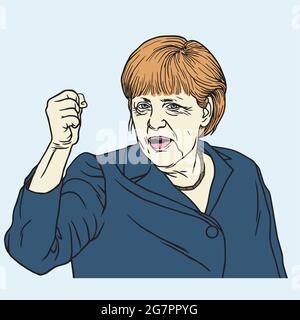 Angela Merkel Cartoon Portrait Vektor Illustration Stock Vektor