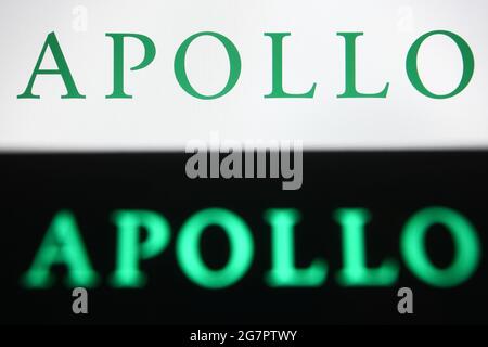 Ukraine. Juli 2021. In dieser Abbildung ist ein Logo von Apollo Global Management auf einem pc-Bildschirm zu sehen. (Foto von Pavlo Gonchar/SOPA Images/Sipa USA) Quelle: SIPA USA/Alamy Live News Stockfoto