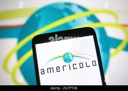 Ukraine. Juli 2021. Auf dieser Fotolillustration ist ein Americold (Americold Realty Trust) Logo auf einem Smartphone-Bildschirm zu sehen. (Foto von Pavlo Gonchar/SOPA Images/Sipa USA) Quelle: SIPA USA/Alamy Live News Stockfoto