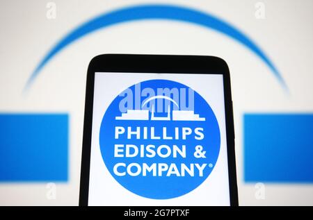 Ukraine. Juli 2021. In dieser Abbildung ist das Logo von Phillips Edison & Company auf einem Smartphone-Bildschirm zu sehen. (Foto von Pavlo Gonchar/SOPA Images/Sipa USA) Quelle: SIPA USA/Alamy Live News Stockfoto