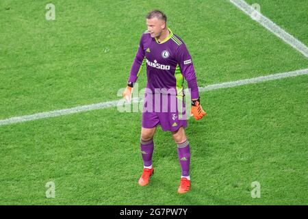 Warschau, Polen. Juli 2021. Artur Boruc aus Legia beim ersten Qualifikationsrunde-Spiel der UEFA Champions League zwischen Legia Warszawa und FK Bodo/Glimt im Marschall Jozef Pilsudski Legia Warsaw Municipal Stadium. (Endergebnis; Legia Warszawa 2:0 Bodo/Glimt) Credit: SOPA Images Limited/Alamy Live News Stockfoto