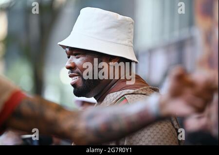 New York, USA. Juli 2021. Executive Producer Curtis „50 Cent“ Jackson besucht den roten Teppich bei der Premiere von „Power Book III: Raising Kanan“ im Hammerstein Ballroom in New York, NY, 15. Juli 2021. (Foto von Anthony Behar/Sipa USA) Quelle: SIPA USA/Alamy Live News Stockfoto