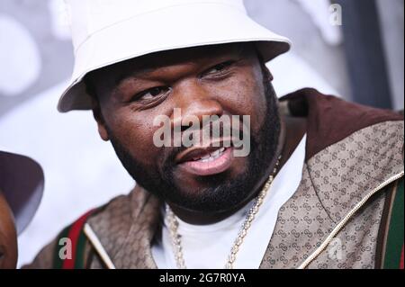 New York, USA. Juli 2021. Executive Producer Curtis „50 Cent“ Jackson besucht den roten Teppich bei der Premiere von „Power Book III: Raising Kanan“ im Hammerstein Ballroom in New York, NY, 15. Juli 2021. (Foto von Anthony Behar/Sipa USA) Quelle: SIPA USA/Alamy Live News Stockfoto