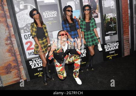 New York, USA. Juli 2021. (L-R) D'lila Star Combs, Quincy Brown, Chance Combs und Jessie James Combs besuchen den roten Teppich bei der Premiere von „Power Book III: Raising Kanan“ im Hammerstein Ballroom in New York, NY, 15. Juli 2021. (Foto von Anthony Behar/Sipa USA) Quelle: SIPA USA/Alamy Live News Stockfoto