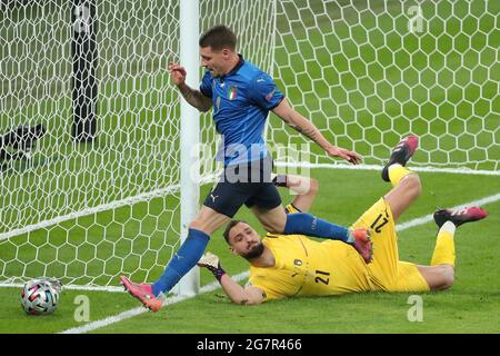 ANDREA BELOTTI, GIANLUIGI DONNARUMMA, ITALIEN V SPANIEN, 2021 Stockfoto